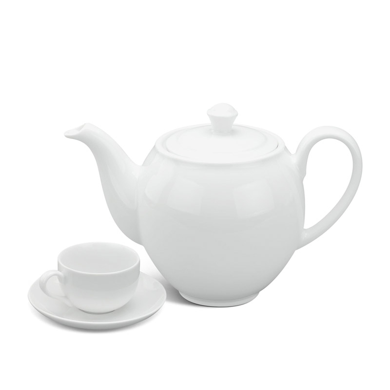 Bộ Trà Camellia Trắng - Bộ ấm trà sứ trắng Minh Long