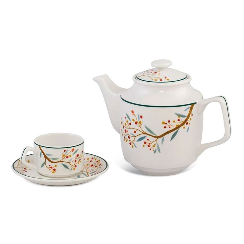 Bộ Trà Jasmine Quả Đầu Mùa - Bộ ấm trà sứ trắng Minh Long